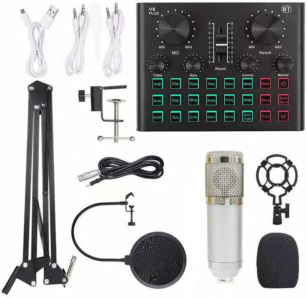 کارت صدای زنده و کیت میکروفون معلق BM800، مجموعه میکروفون کاندنسر ضبط صدا، میکسر صوتی هوشمند با قابلیت تنظیم صدا، کارت صدا برای پخش زنده کامپیوتر کارت صدای زنده و کیت میکروفون معلق BM800، مجموعه میکروفون کاندنسر ضبط صدا، میکسر صوتی هوشمند با قابلیت تنظیم صدا، کارت صدا برای پخش زنده کامپیوتر