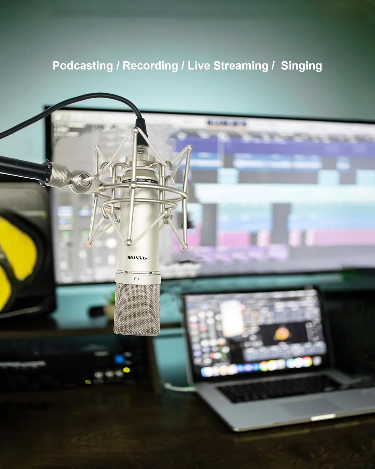 میکروفون کاندنسر XLR مدل TM87KB (شامپاینی) مناسب برای استودیو، پادکست، پخش زنده و برنامه های رادیویی