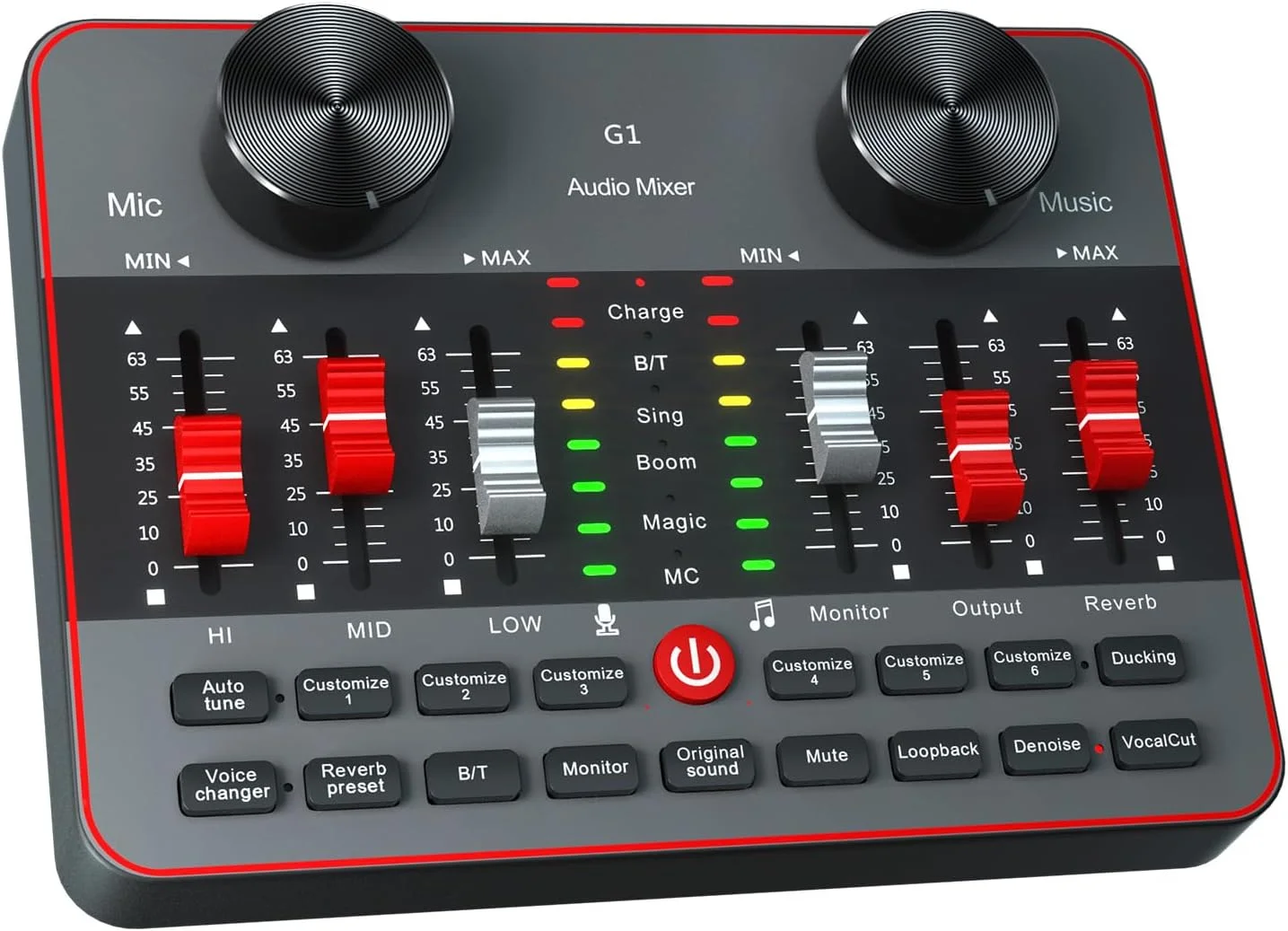 کیت میکسر صوتی G1 برای پخش زنده، کارت صدای زنده برای استریمینگ، کارت صدا/برد میکسر DJ رابط صوتی میکروفون خازنی برای کیت تولید کننده محتوای ویدیویی بازی Tiktok.