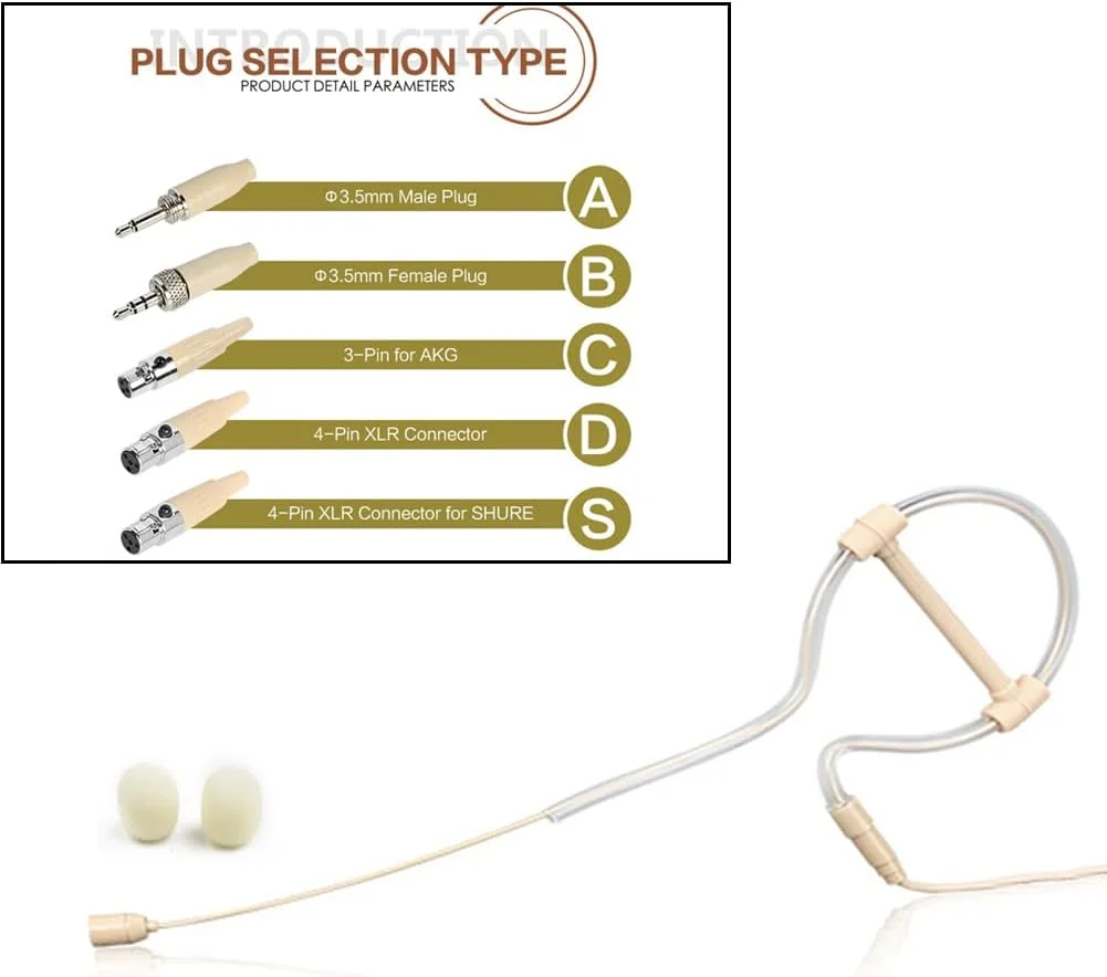میکروفون هدست گوشی SPORTARC، میکروفون یک طرفه بژ، میکروفون هدست تک گوشی 3.5 میلی متری میکروفون هدست گوشی SPORTARC، میکروفون یک طرفه بژ، میکروفون هدست تک گوشی 3.5 میلی متری