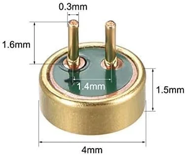 میکروفون خازنی استوانهای الکترت 4015، 4 میلیمتر در 1.5 میلیمتر، 42 دسیبل، 5 عددی، همراه با پین برای نصب روی PCB میکروفون خازنی استوانهای الکترت 4015، 4 میلیمتر در 1.5 میلیمتر، 42 دسیبل، 5 عددی، همراه با پین برای نصب روی PCB