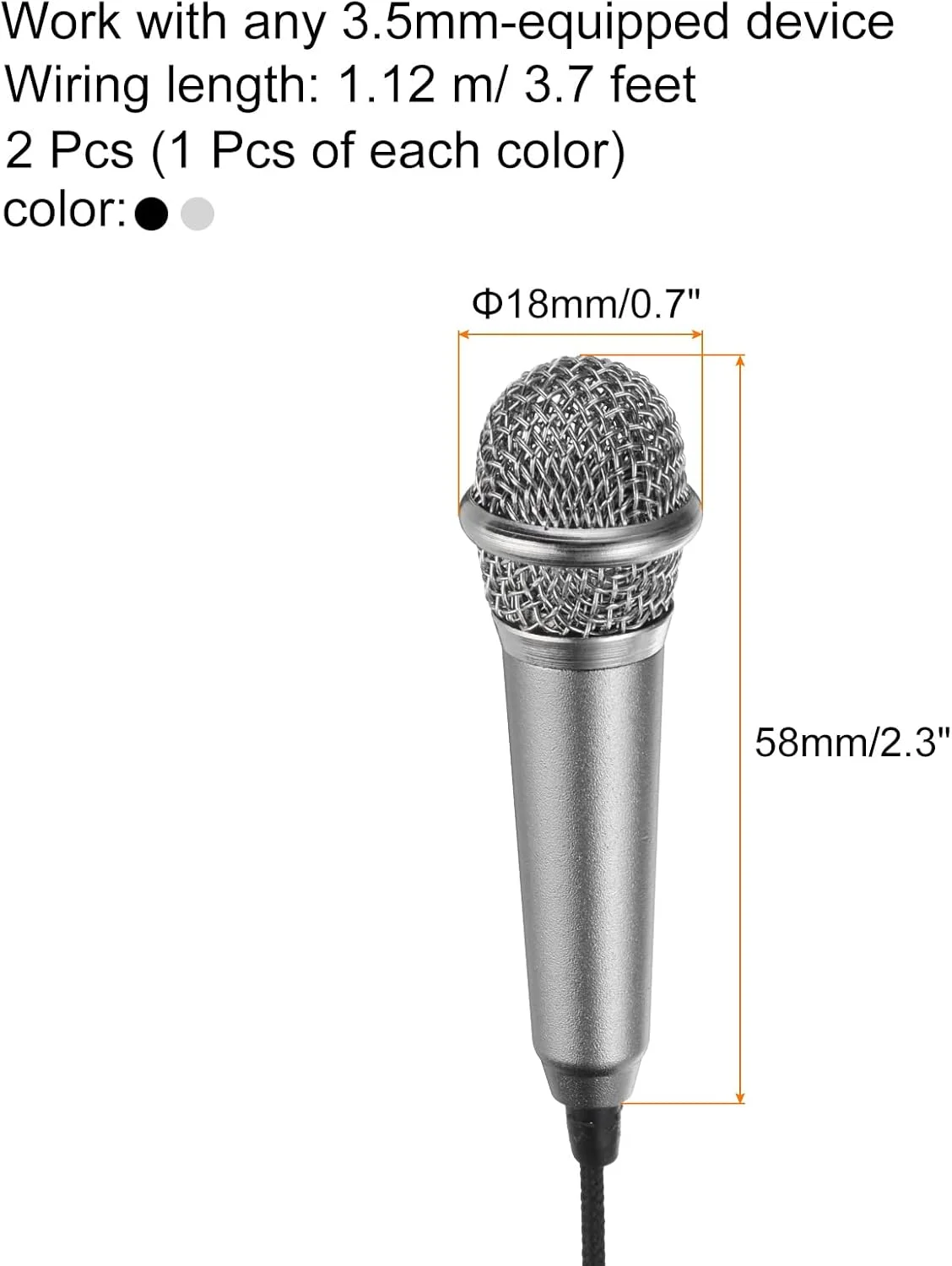 میکروفون کوچک قابل حمل برای ضبط صدا و آواز خواندن به همراه پایه میکروفون و روکش، نقره ای و مشکی - 2 عدد میکروفون کوچک قابل حمل برای ضبط صدا و آواز خواندن به همراه پایه میکروفون و روکش، نقره ای و مشکی - 2 عدد