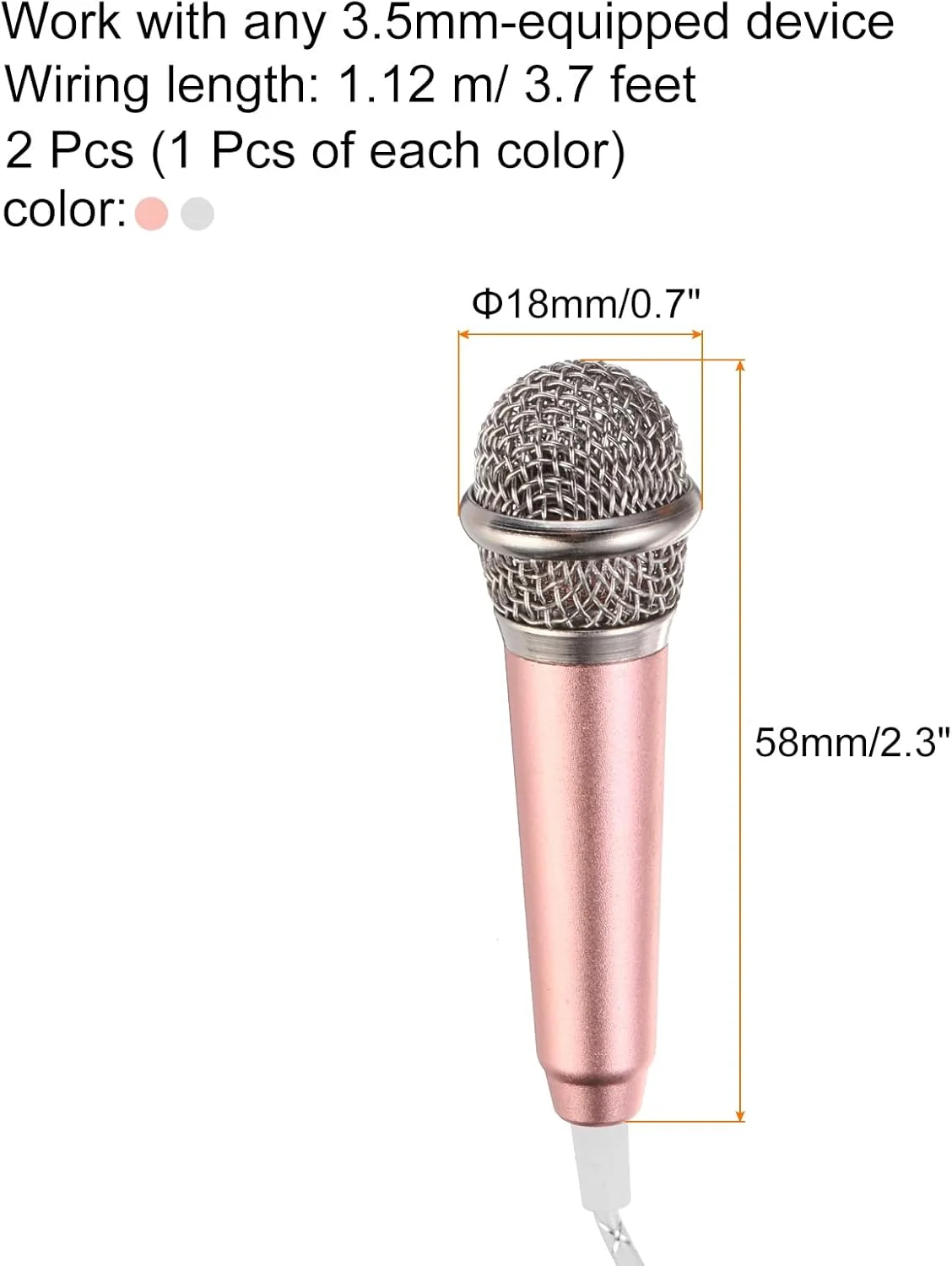 میکروفون کوچک قابل حمل برای ضبط صدا و آواز خواندن با هدفون، نقره ای و طلایی رز میکروفون کوچک قابل حمل برای ضبط صدا و آواز خواندن با هدفون، نقره ای و طلایی رز