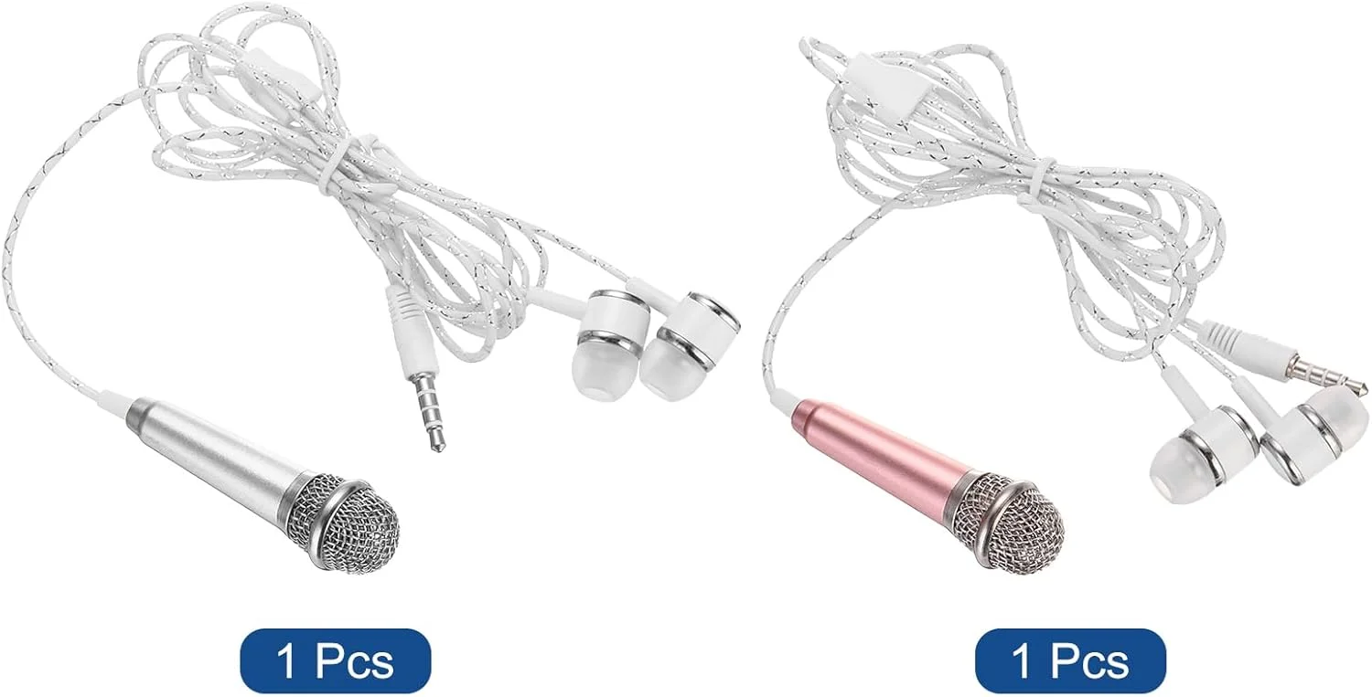 میکروفون کوچک قابل حمل برای ضبط صدا و آواز خواندن با هدفون، نقره ای و طلایی رز میکروفون کوچک قابل حمل برای ضبط صدا و آواز خواندن با هدفون، نقره ای و طلایی رز