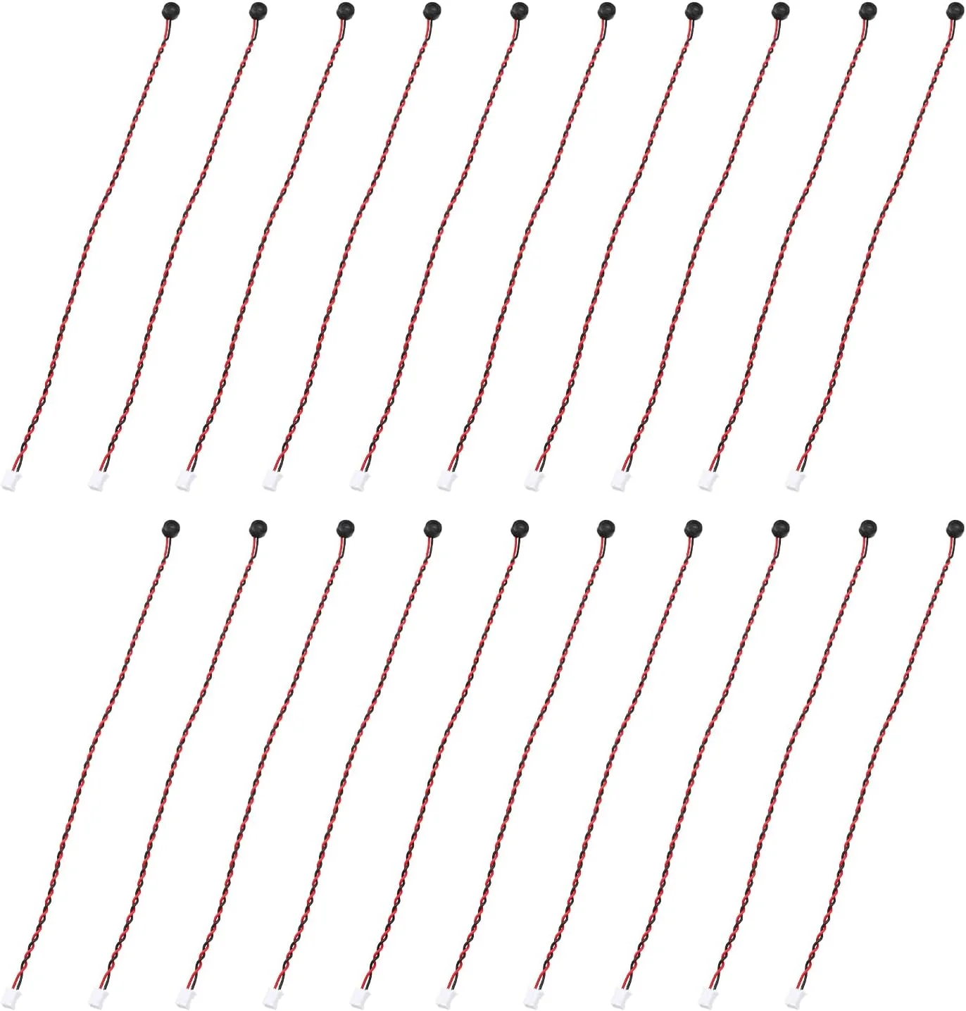 منبع یابی مپ 20 عدد میکروفون خازنی الکترت، میکروفون مینیاتوری خازنی الکترت 6 میلی متری با سیم های 200 میلی متری 60 دسی بل برای صدا، مشکی
