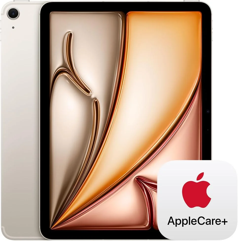 اپل آیپد ایر ۱۱ اینچی (M2): نمایشگر Liquid Retina، ۱ ترابایت، دوربین جلوی ۱۲ مگاپیکسلی/دوربین پشتی ۱۲ مگاپیکسلی، Wi-Fi 6E + 5G Cellular با eSIM، Touch ID، باتری با طول عمر تمام روز - Starlight با AppleCare+ (۲ سال)