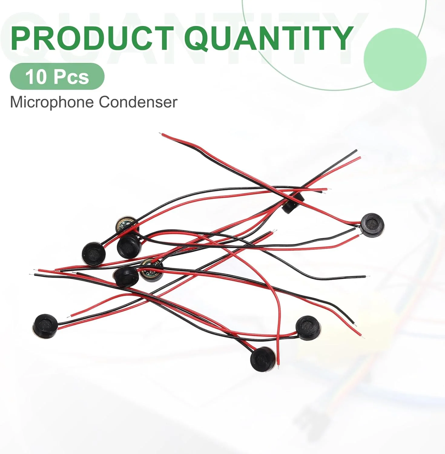 منبع یابی مپ 10 عدد میکروفون خازنی الکترت، میکروفون مینیاتوری خازنی الکترت 4 میلی متری با سیم 50 میلی متری 58 دسی بل برای صدا، مشکی