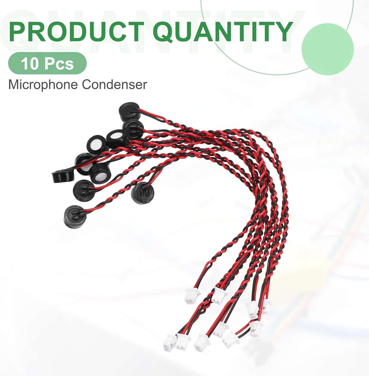 منبع یابی مپ 10 عدد میکروفون خازنی الکترت، میکروفون مینیاتوری خازنی الکترت 6 میلی متری با سیم های 120 میلی متری 60 دسی بل برای صدا، مشکی