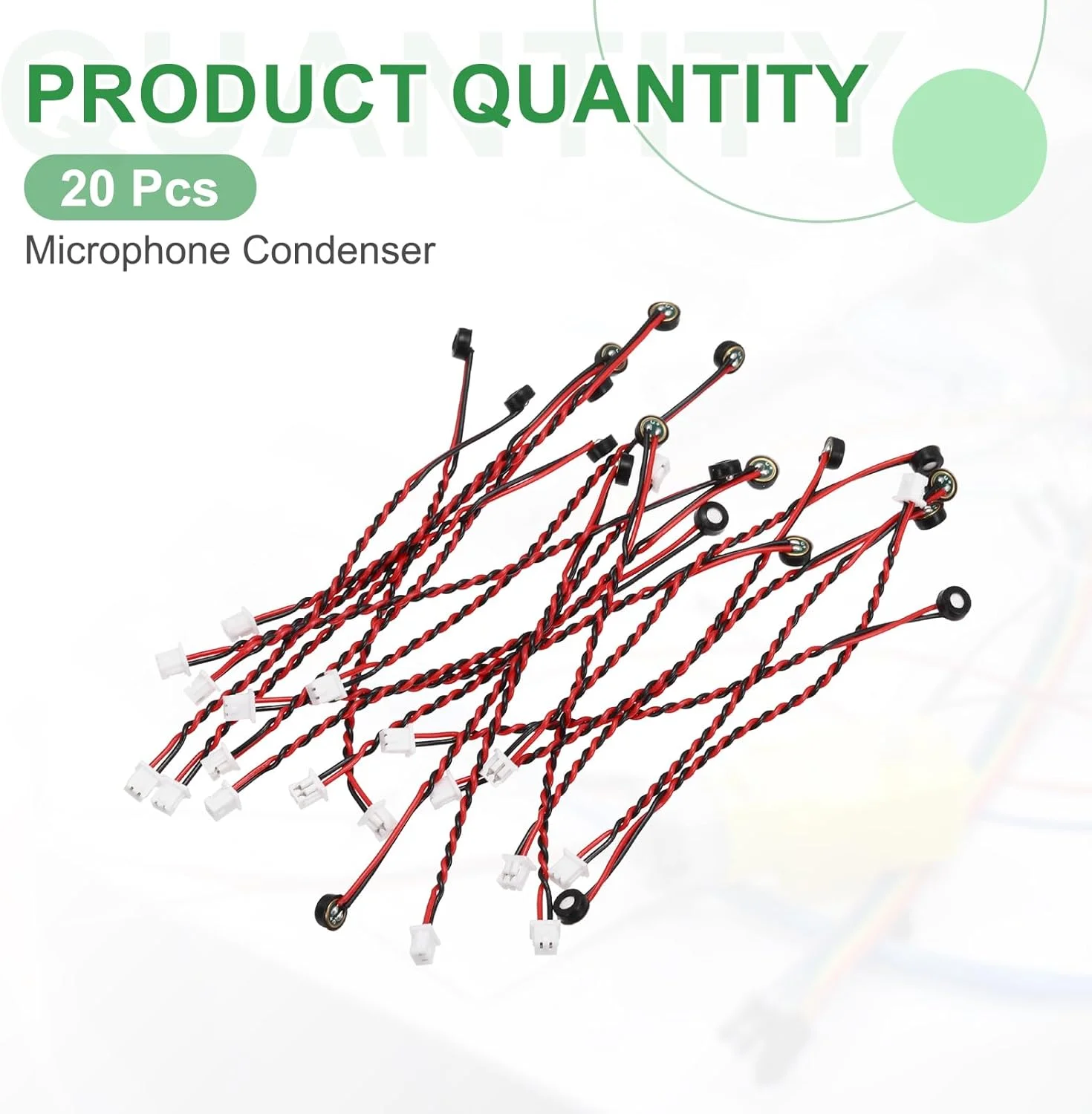 منبع یابی مپ 20 عدد میکروفون خازنی الکترت، میکروفون مینیاتوری خازنی الکترت 4 میلی متری با سیم های 80 میلی متری 58dB برای صدا، مشکی