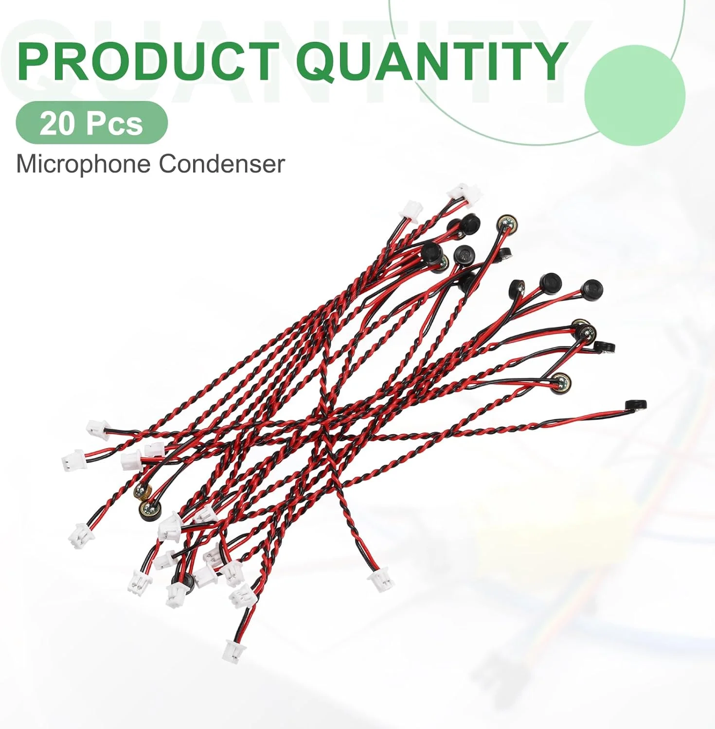 منبع یابی مپ 20 عدد میکروفون خازنی الکترت، میکروفون مینیاتوری خازنی الکترت 4 میلی متری با سیم های 100 میلی متری 58 دسی بل برای صدا، مشکی