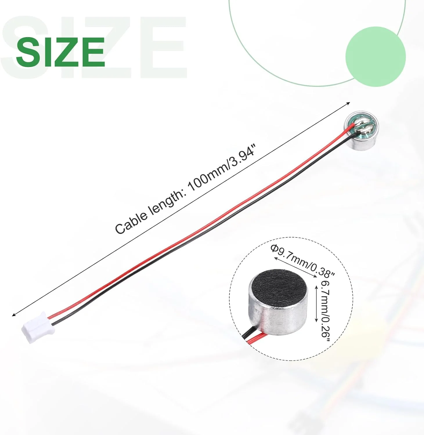 منبع یابی مپ 10 عدد میکروفون خازنی الکترت، میکروفون مینیاتوری خازنی الکترت 9.7 میلی متری با سیم های 100 میلی متری 50dB برای صدا، مشکی