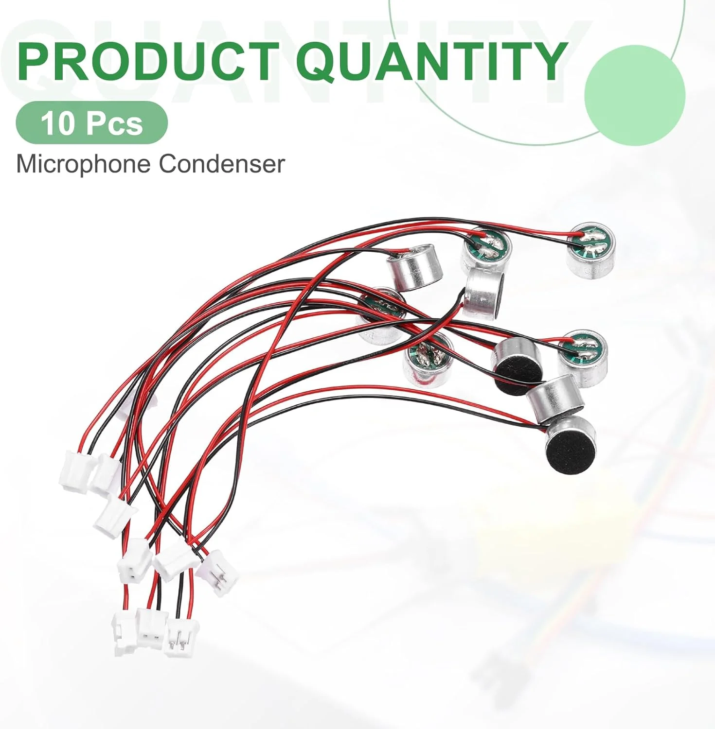 منبع یابی مپ 10 عدد میکروفون خازنی الکترت، میکروفون مینیاتوری خازنی الکترت 9.7 میلی متری با سیم های 100 میلی متری 50dB برای صدا، مشکی