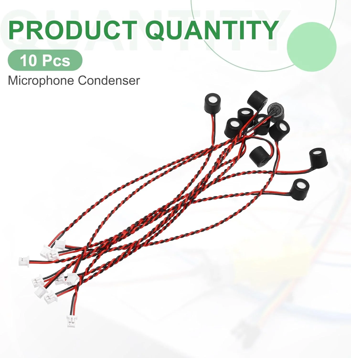 منبع یابی مپ 10 عدد میکروفون خازنی الکترت، میکروفون مینیاتوری خازنی الکترت 6 میلی متری با سیم های 120 میلی متری 50 دسی بل برای صدا، مشکی