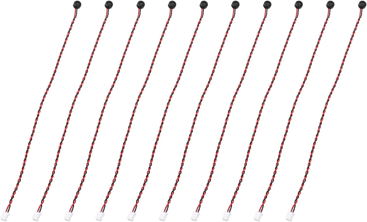 منبع یابی مپ 10 عدد میکروفون خازنی الکترت، میکروفون مینیاتوری خازنی الکترت 6 میلی متری با سیم های 200 میلی متری 60dB برای صدا، مشکی