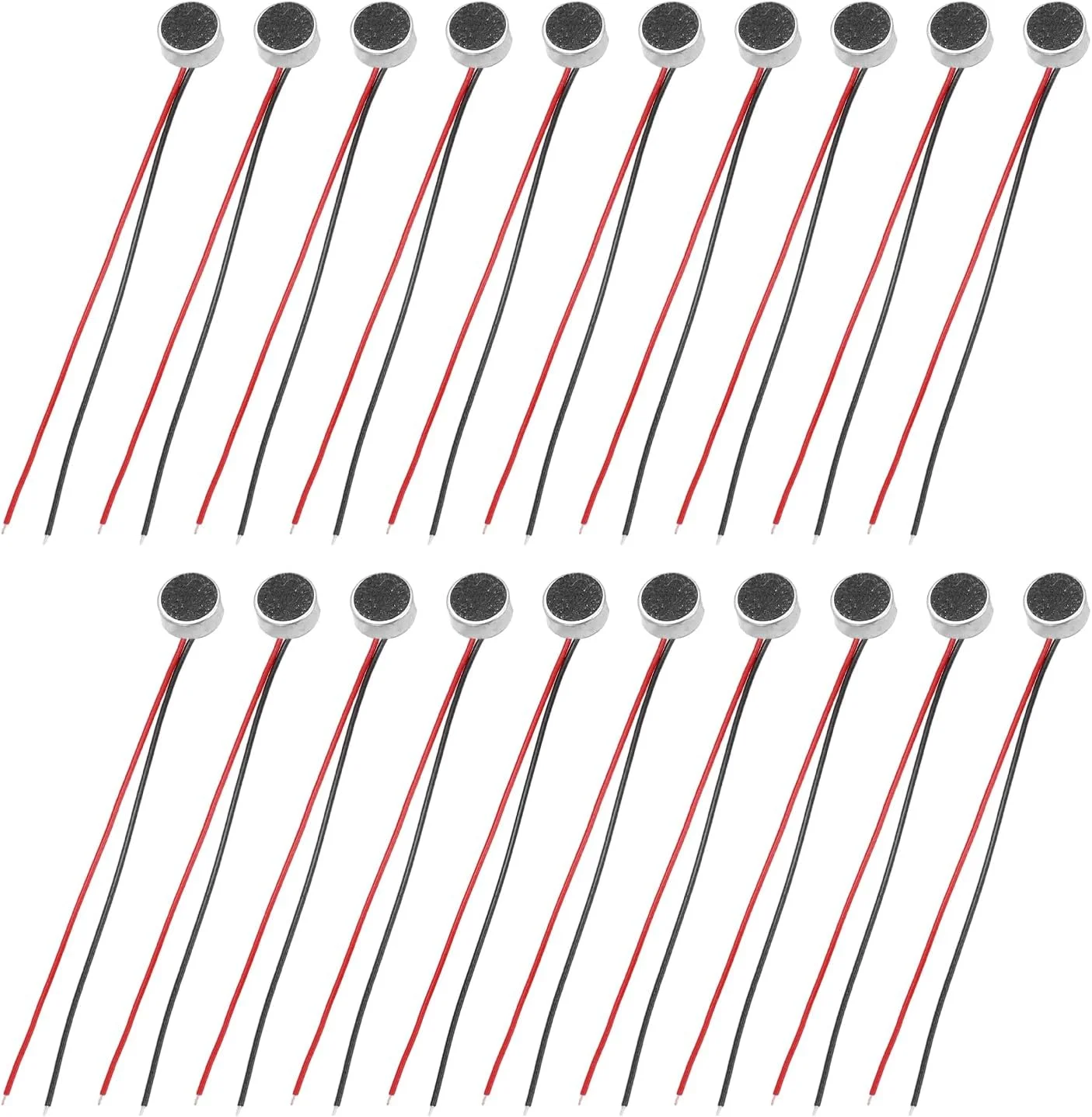منبع یابی مپ 20 عدد میکروفون خازنی الکترت، میکروفون مینیاتوری خازنی الکترت 6 میلی متری با سیم های 40 میلی متری 60dB برای صدا، مشکی