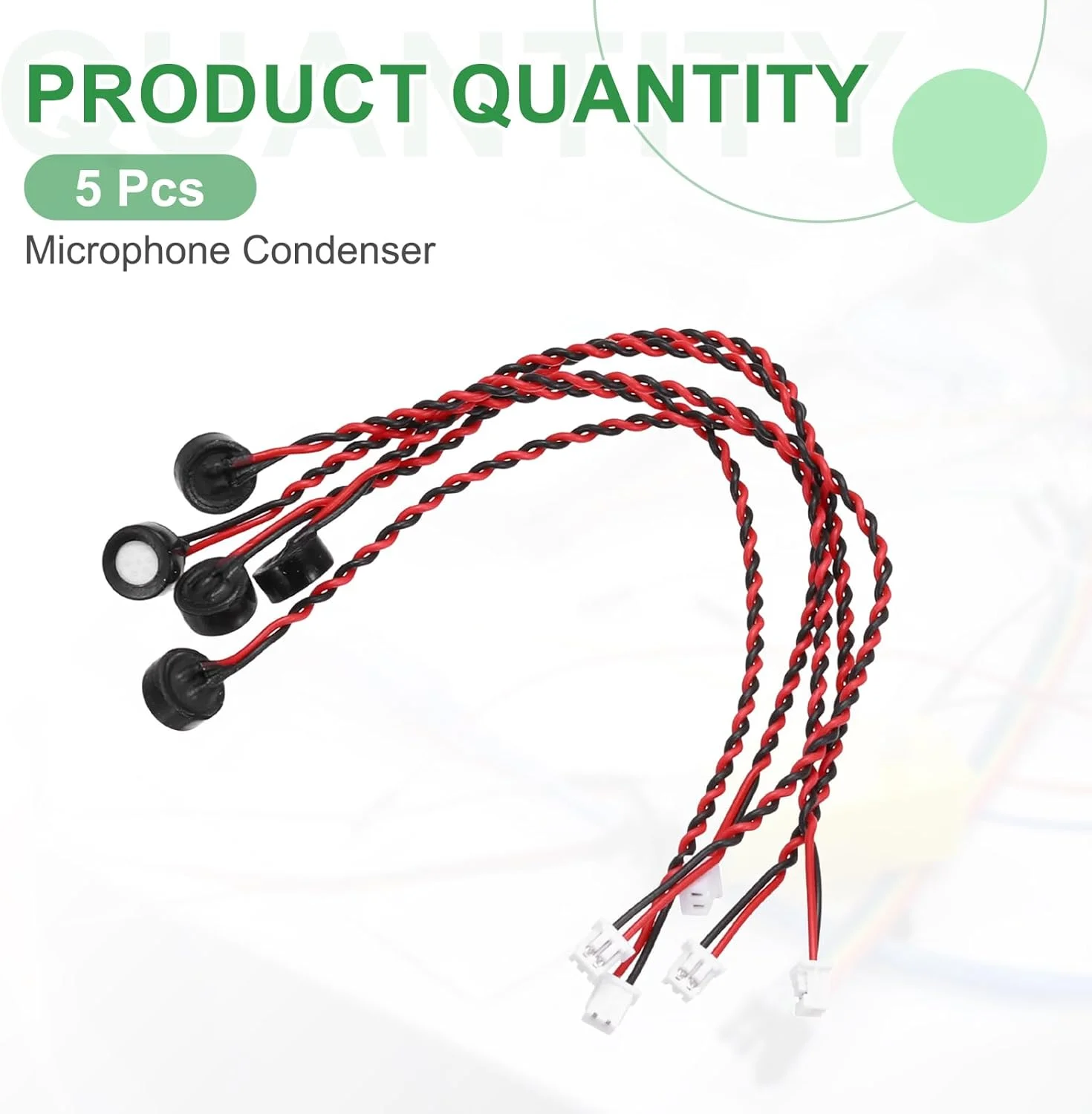 منبع یابی مپ 5 عدد میکروفون کندانسور الکترت، میکروفون مینیاتوری کندانسور الکترت 6 میلی متری با سیم های 120 میلی متری 60dB برای صدا، مشکی
