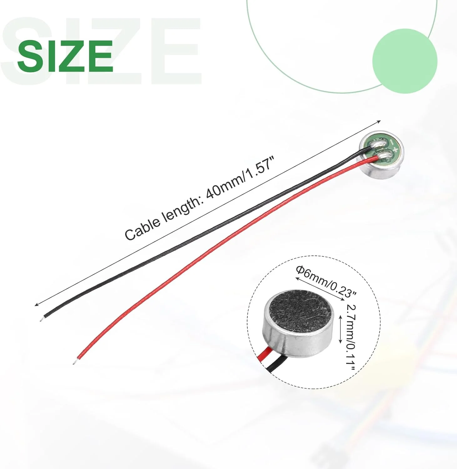 منبع یابی مپ 20 عدد میکروفون خازنی الکترت، میکروفون مینیاتوری خازنی الکترت 6 میلی متری با سیم های 40 میلی متری 60dB برای صدا، مشکی