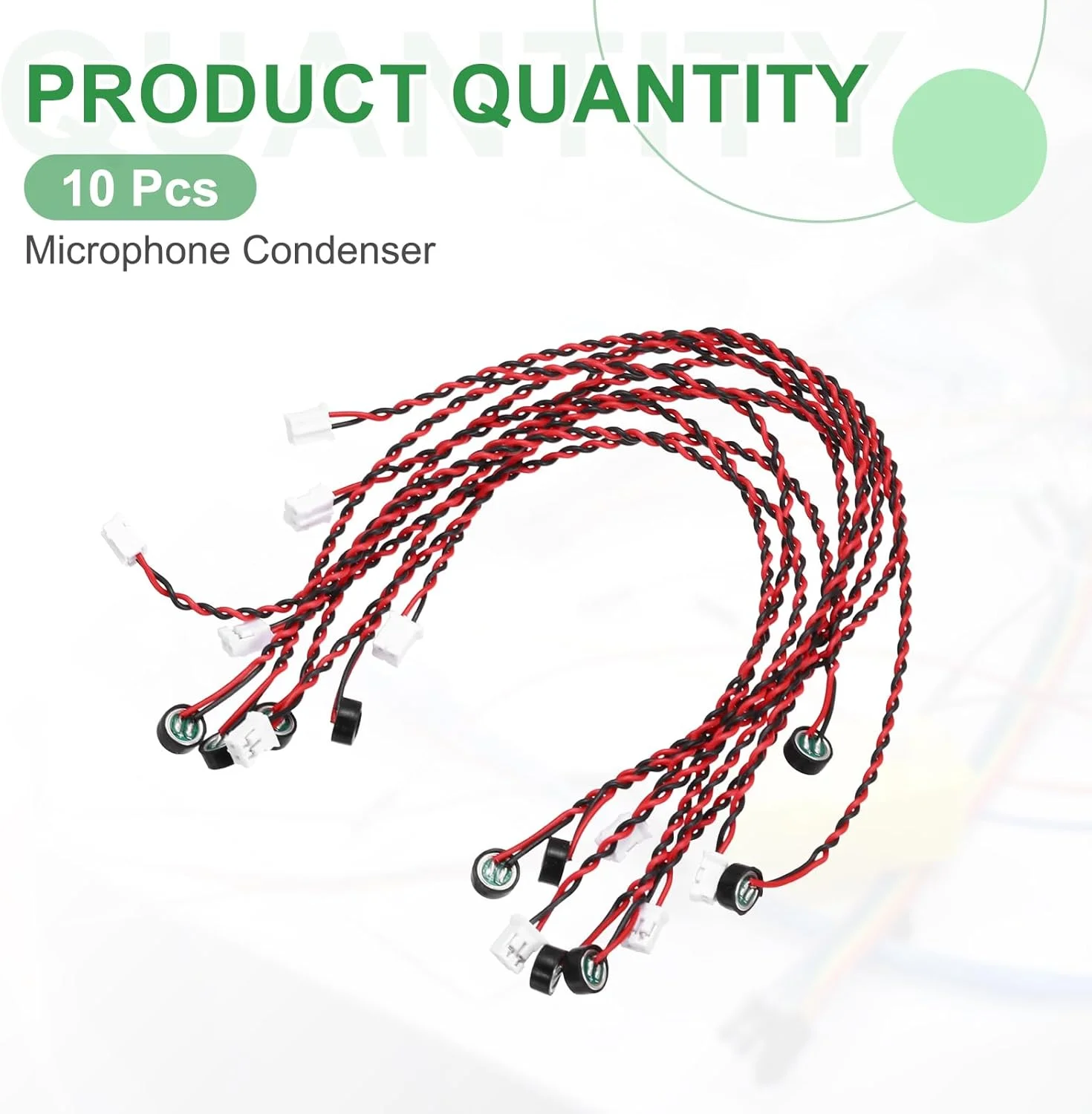 منبع یابی مپ 10 عدد میکروفون خازنی الکترت، میکروفون مینیاتوری خازنی الکترت 6 میلی متری با سیم های 200 میلی متری 60dB برای صدا، مشکی