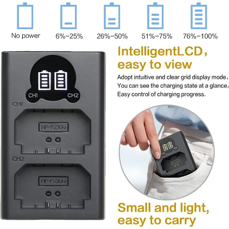 شارژر دوگانه USB باتری سونی BENJEN مدل NP-FZ100 شارژر دوگانه USB باتری سونی BENJEN مدل NP-FZ100