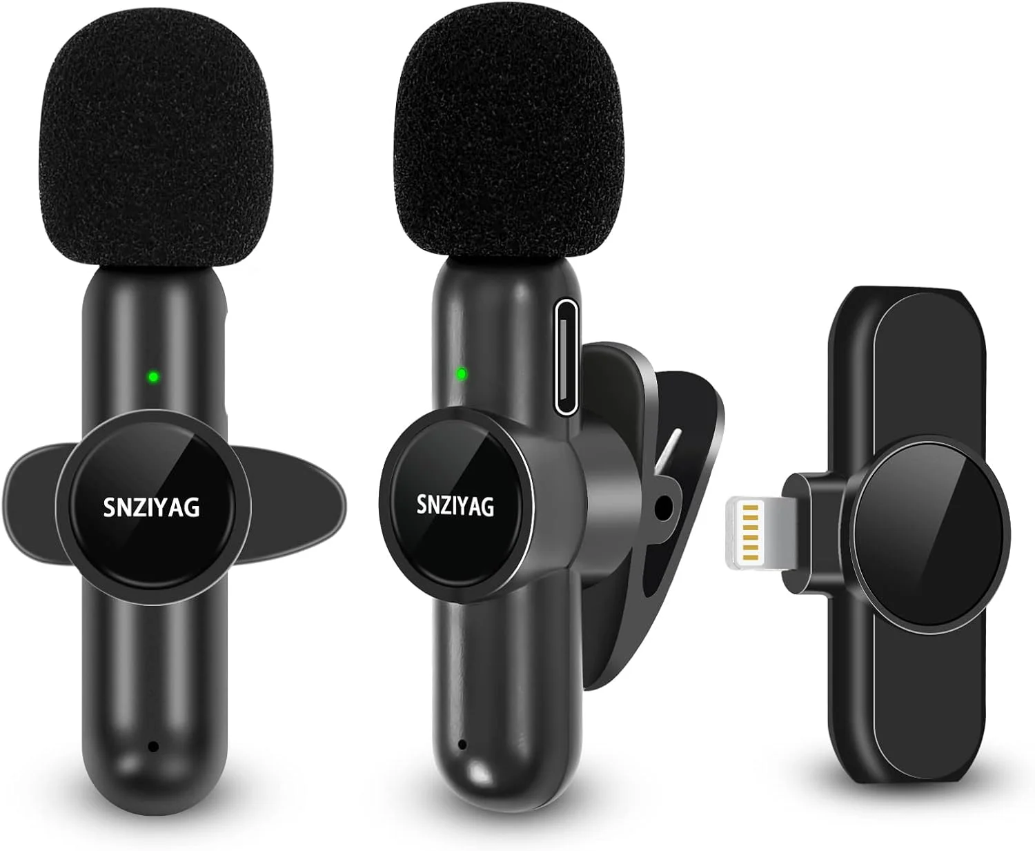 میکروفون یقه ای بی سیم برای آیفون و آیپد، میکروفون بی سیم Plug-Play برای ضبط صدا، پخش زنده، یوتیوب، تیک تاک، فیس بوک، کاهش نویز هوشمند، همگام سازی خودکار، بدون نیاز به برنامه (2 عدد میکروفون)