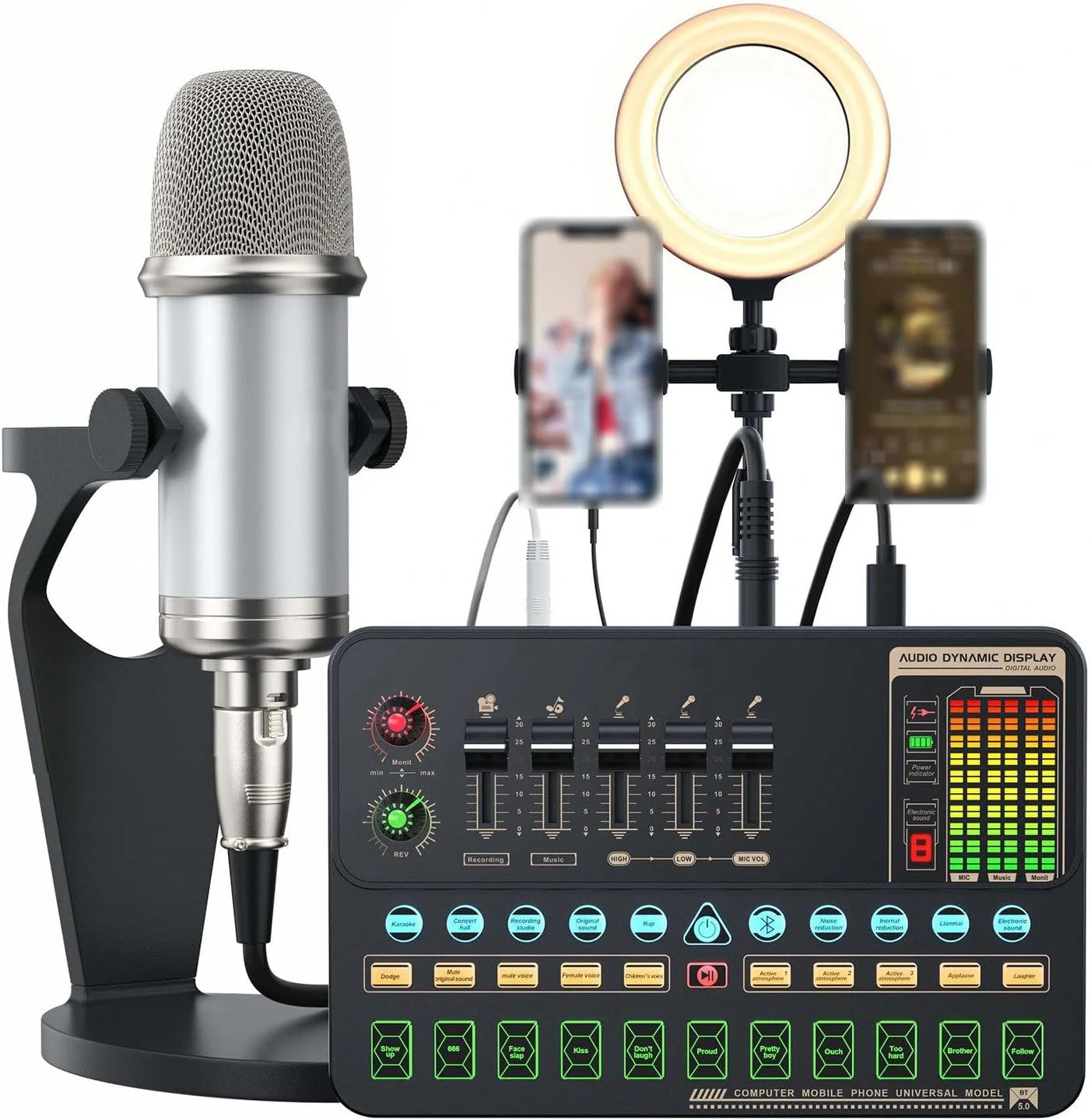 کارت صدا به همراه میکروفون استودیویی مناسب خوانندگی، پادکست، ضبط و پخش زنده کارت صدا به همراه میکروفون استودیویی مناسب خوانندگی، پادکست، ضبط و پخش زنده