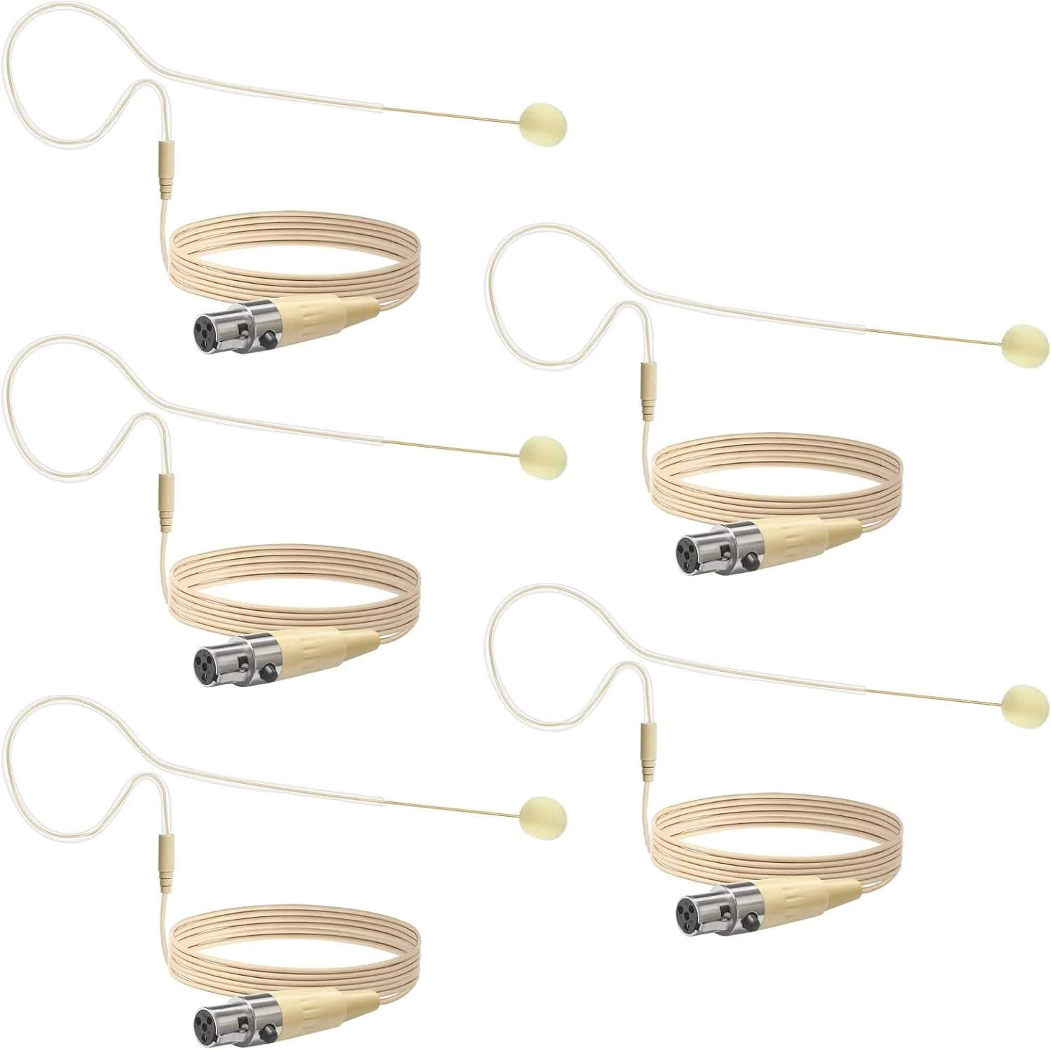 میکروفون خازنی آویز سر تک گوشی با پین مینی XLR TA4F سازگار با میکروفون هدست، بسته 5 عددی