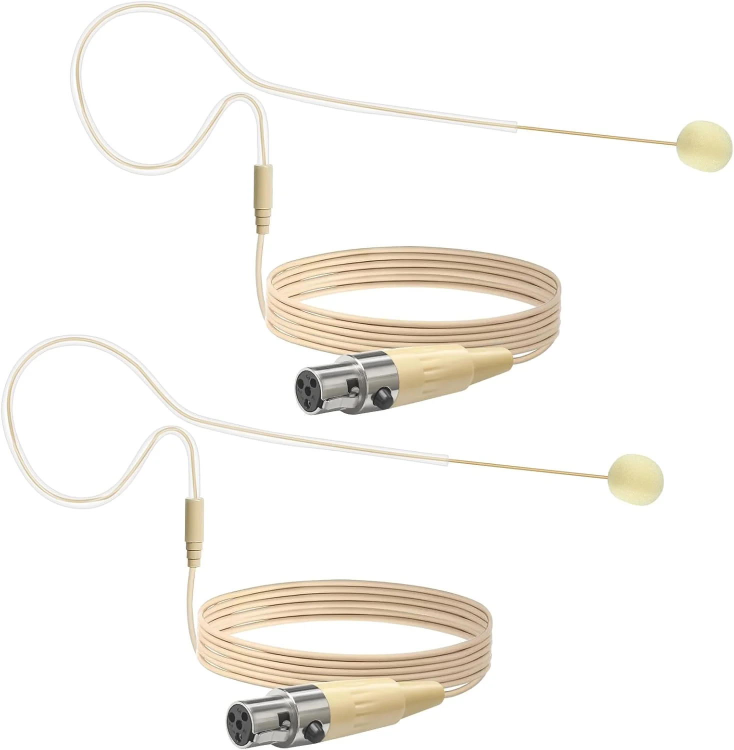 بسته 2 عددی میکروفون هدست تک گوش با فیش مینی XLR TA4F 4 پین، میکروفون کندانسور آویز سر سازگار با میکروفون هدست