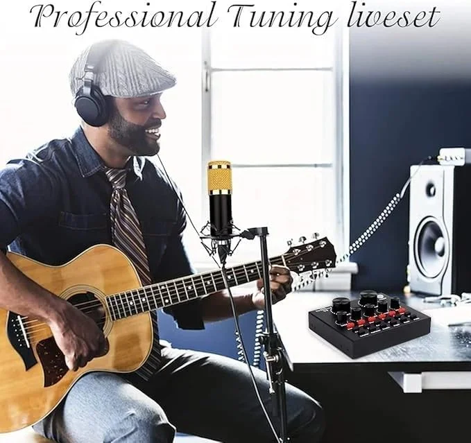 کارت صدای زنده خوانندگی با میکروفون کندانسور حرفه ای - تنظیمات ضبط صدای افسانه ای برای استریم، خوانندگی، بازی و پادکست