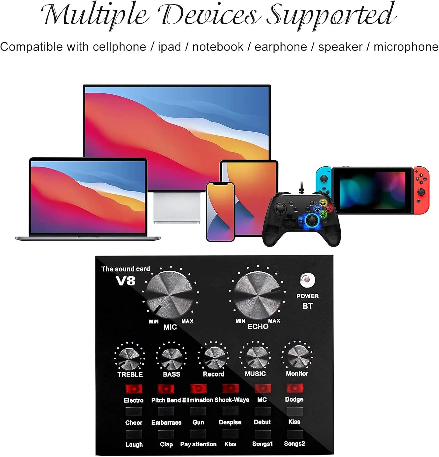 مجموعه میکروفون کندانسور SGSG V8 به همراه کارت صدای زنده BM-800، پایه بازویی قابل تنظیم میکروفون، لرزه گیر فلزی و فیلتر پاپ دولایه برای ضبط استودیویی و پخش