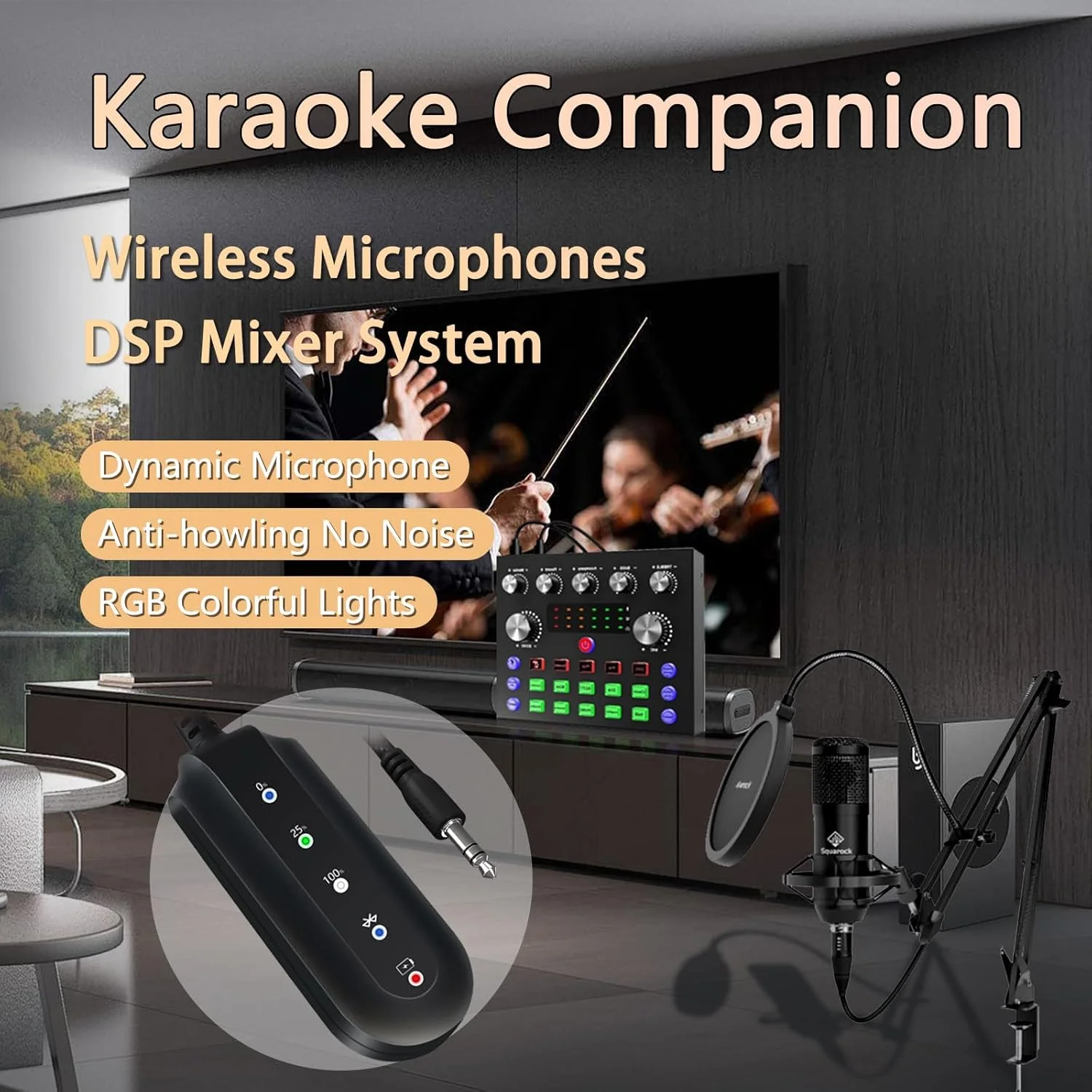 تجهیزات پادکست SETHDA، تجهیزات پخش زنده، همراه کارائوکه، پشتیبانی عالی برای پخش زنده، آواز خواندن، بازی - T300 Pro (مشکی)
