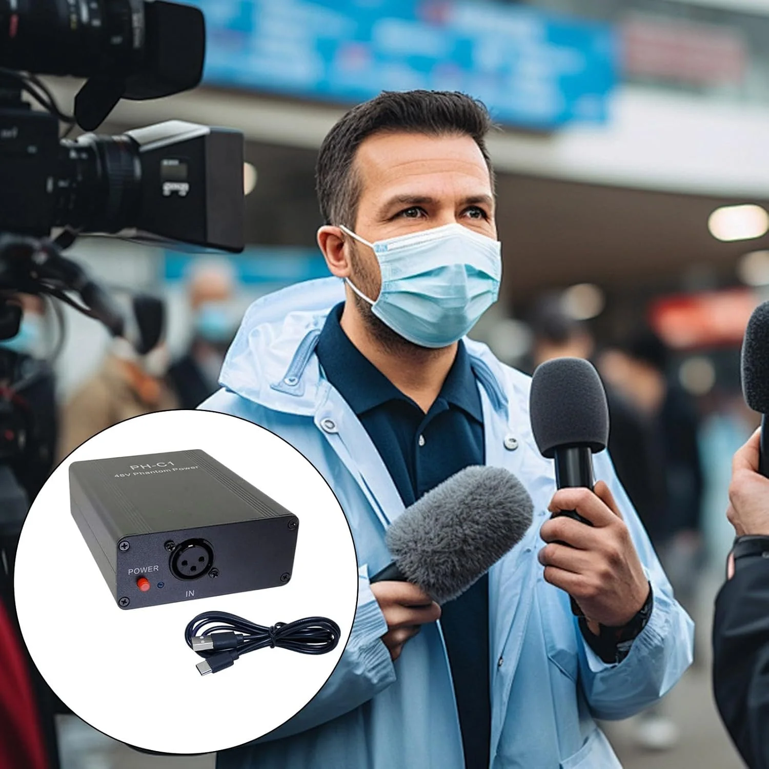 میکروفون های کاندنسر با حساسیت بالا، بدنه فلزی، تغذیه فانتوم 48 ولت، قابل شارژ برای مصاحبه های پادکستی، میکروفون های استودیویی قابل حمل برای موسیقی