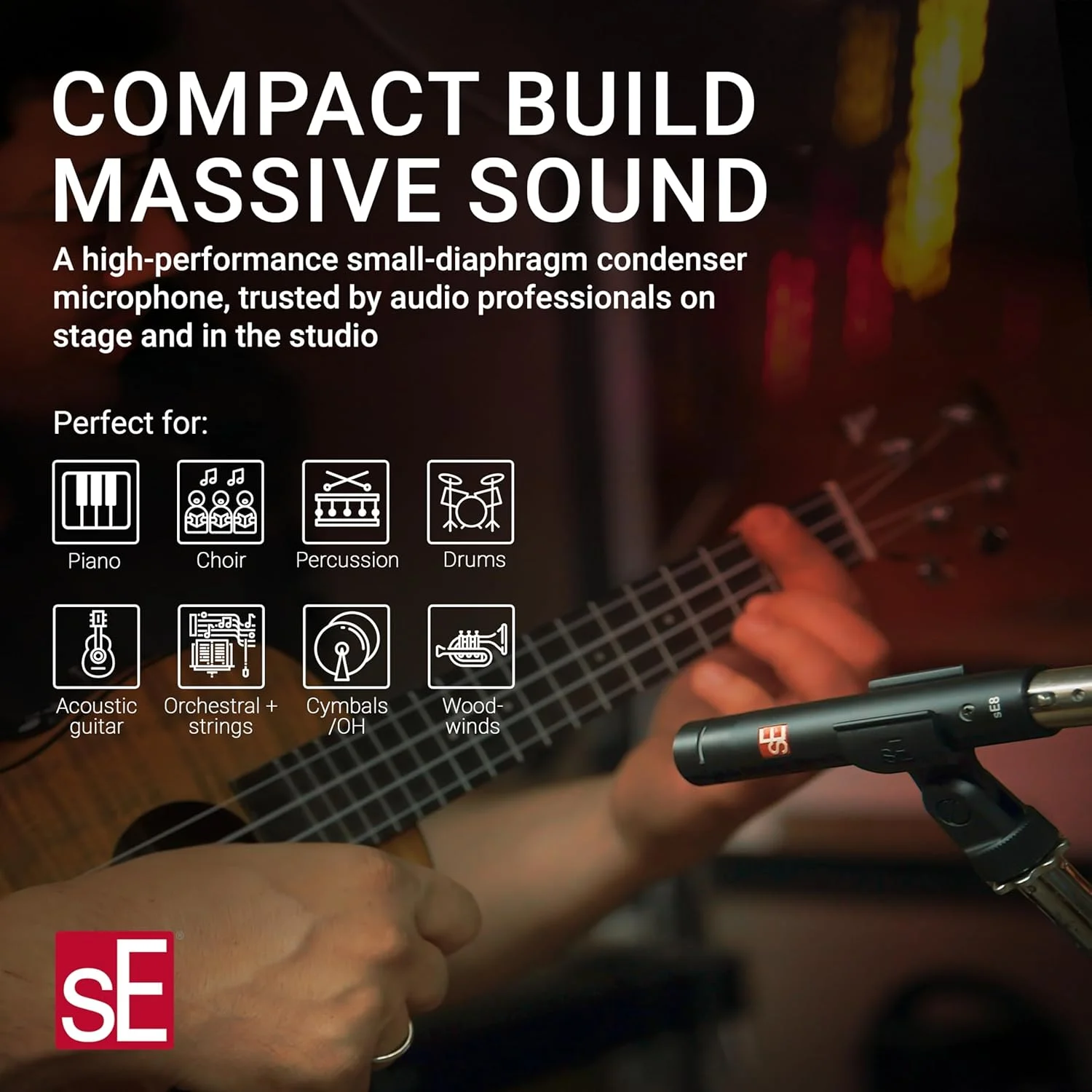 جفت کپسول کاردیوئید sE8 الکترونیکس sE برای میکروفون های کندانسور دیافراگم کوچک sE8 XLR - کپسول های میکروفون ساز حرفه ای دست ساز برای درام و گیتار در استودیو یا روی استیج