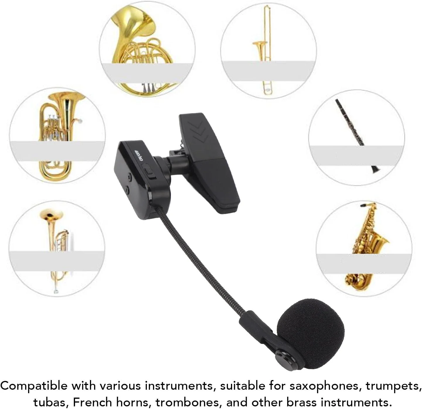 میکروفون بی سیم ساکسیفون، کاهش نویز فعال، میکروفون کندانسور چرخشی 360 درجه، برد 40 متری، اتصال آسان برای اجراهای گروهی، #911