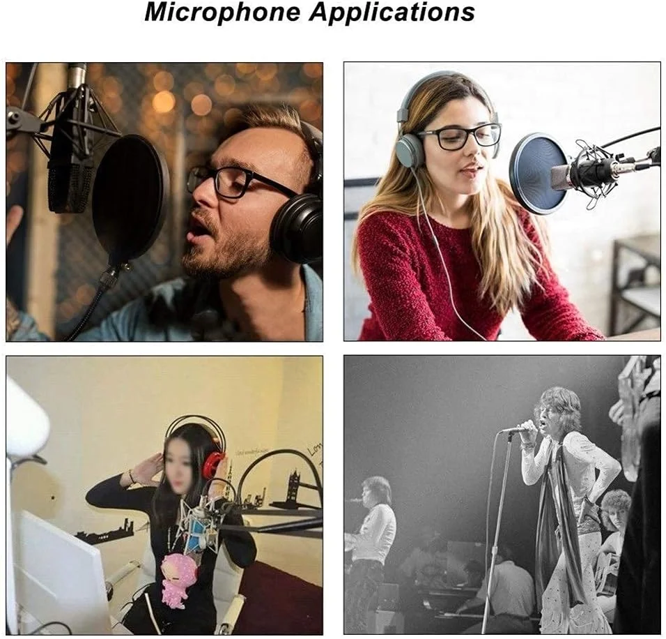 میکروفون کاندنسر BM800 حرفه ای با سیستم تعلیق، مناسب برای ضبط و پخش موبایلی به همراه منبع تغذیه 48 ولت