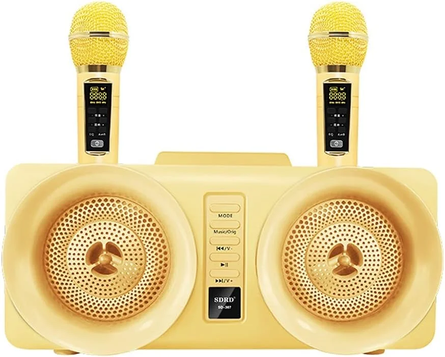 سیستم صوتی قابل حمل خانوادگی با دو میکروفون بی سیم و بلندگوی استریو 30 واتی بلوتوث (رنگ: زرد)