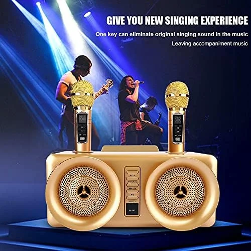 سیستم صوتی قابل حمل خانوادگی با دو میکروفون بی سیم و بلندگوی استریو 30 واتی بلوتوث (رنگ: زرد)