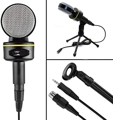 میکروفون ضبط کاندنسر با پایه میکروفون برای کامپیوتر، موبایل، خوانندگی زنده، بار، کارائوکه، لپ تاپ میکروفون ضبط کاندنسر با پایه میکروفون برای کامپیوتر، موبایل، خوانندگی زنده، بار، کارائوکه، لپ تاپ