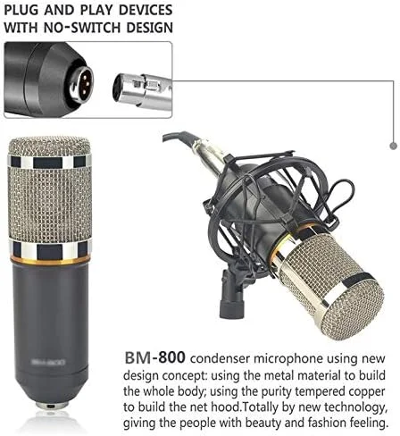 میکروفون کاندنسر حرفه ای کاردیوئید استودیویی ضبط صدا وکال میکروفون کارائوکه KTV به همراه لرزه گیر