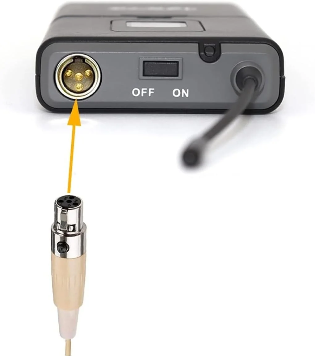 میکروفون جایگزین حرفه ای مینیاتوری گوشی/هدست برای فرستنده کمری Shure PGXD1، کندانسور همه جهته، اتصال دهنده مینی XLR با 4 پین ta4f، رنگ برنزه