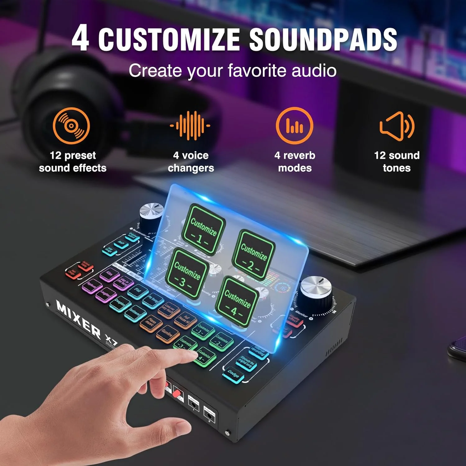 مجموعه تجهیزات پادکست RHM با منبع تغذیه فانتوم 48 ولت و میکروفون کندانسور، 4 پد صدای سفارشی، 12 جلوه صوتی از پیش تعیین شده، 4 حالت تغییر صدا و صفحه نمایش LCD، برای رایانه شخصی/تلفن/پخش زنده مجموعه تجهیزات پادکست RHM با منبع تغذیه فانتوم 48 ولت و میکروفون کندانسور، 4 پد صدای سفارشی، 12 جلوه صوتی از پیش تعیین شده، 4 حالت تغییر صدا و صفحه نمایش LCD، برای رایانه شخصی/تلفن/پخش زنده