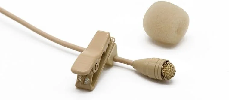 میکروفون یقه‌ای مینیاتوری جایگزین برای سیستم میکروفون یقه‌ای بی‌سیم فرستنده Shure ULX1، کندانسور، چند جهته، اتصال مینی XLR 4 پین، رنگ بژ