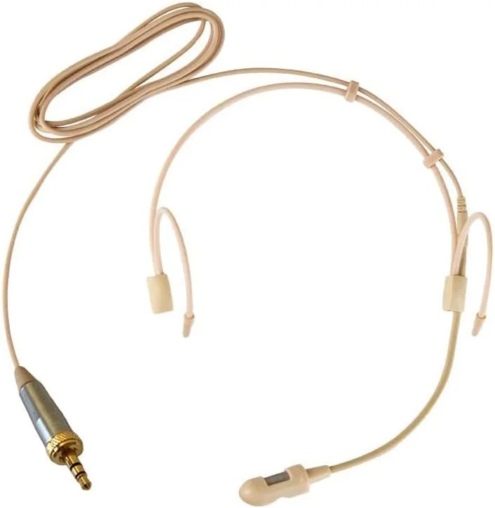 میکروفون هدست کاردیوئید جایگزین برای فرستنده کمری Sennheiser SK 2000، کندانسور، اتصال TRS 3.5 میلی متری، کیف حمل سخت، بژ