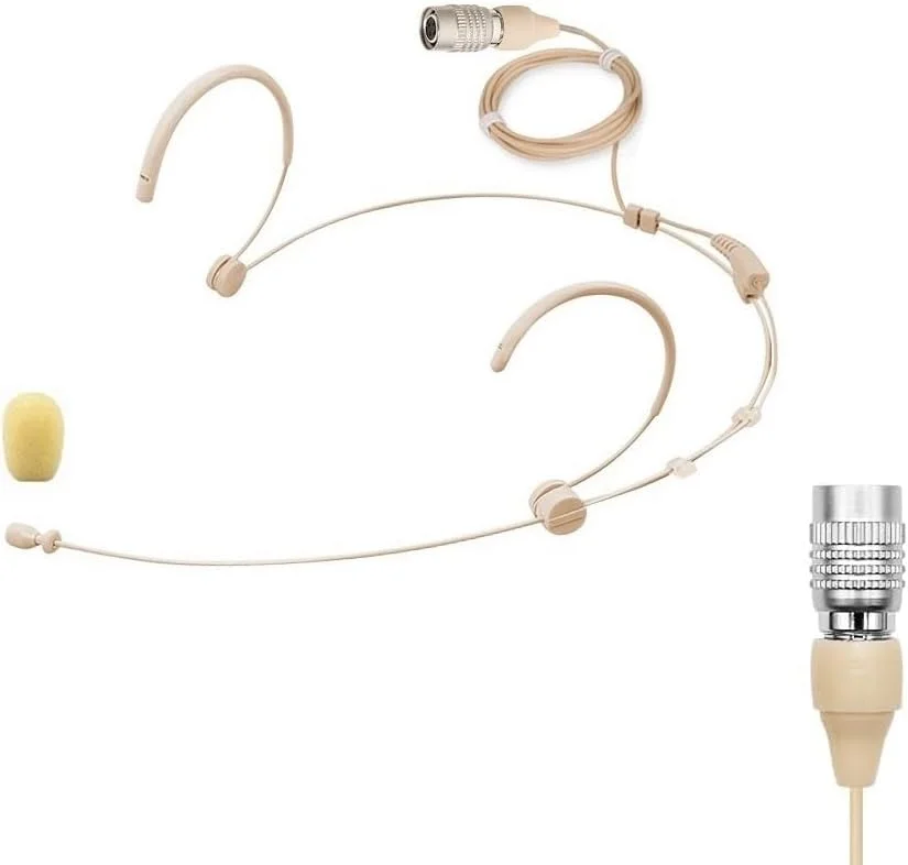 میکروفون هدست جایگزین برای سیستم میکروفون بی سیم آدیو تکنیکا، کندانسور، همه جهته، با کانکتور مادگی 4 پین Hirose (HRS)، بژ