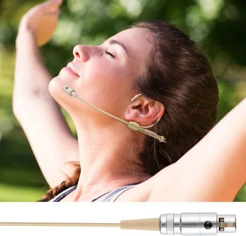 میکروفون هدست کاردیوئید جایگزین برای سیستم بی سیم هدست دوتایی Shure BLX188-PGA31، کندانسور، با کانکتور مینی XLR چهار پین TA4F، کیف حمل سخت، بژ