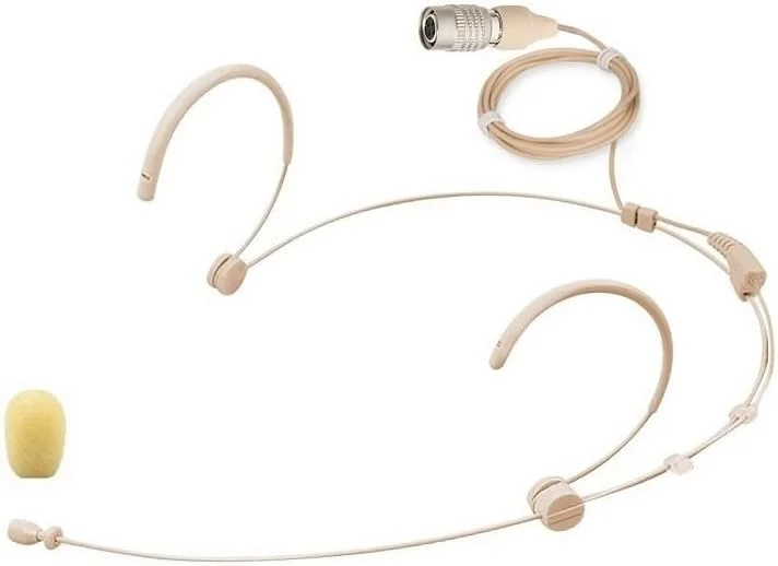 میکروفون هدست جایگزین برای فرستنده های سری Audio Technica ATW-T210A ATW-T210a 2000a UniPak، کندانسور، همه جهته، با کانکتور مادگی 4 پین Hirose (HRS)، بژ