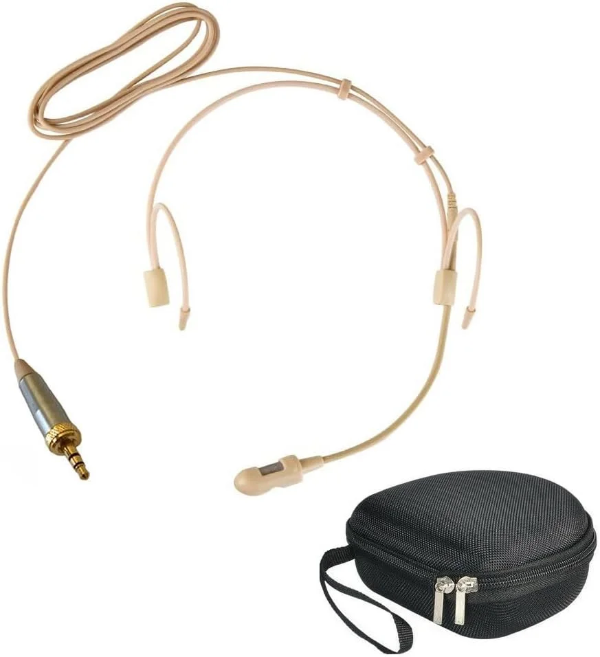میکروفون هدست کاردیوئید جایگزین برای فرستنده های کمری سنهایزر مدل های SK100، SK300، SK500، EW و سری G2، کندانسور، اتصال TRS 3.5 میلی متری، کیف حمل سخت، بژ میکروفون هدست کاردیوئید جایگزین برای فرستنده های کمری سنهایزر مدل های SK100، SK300، SK500، EW و سری G2، کندانسور، اتصال TRS 3.5 میلی متری، کیف حمل سخت، بژ