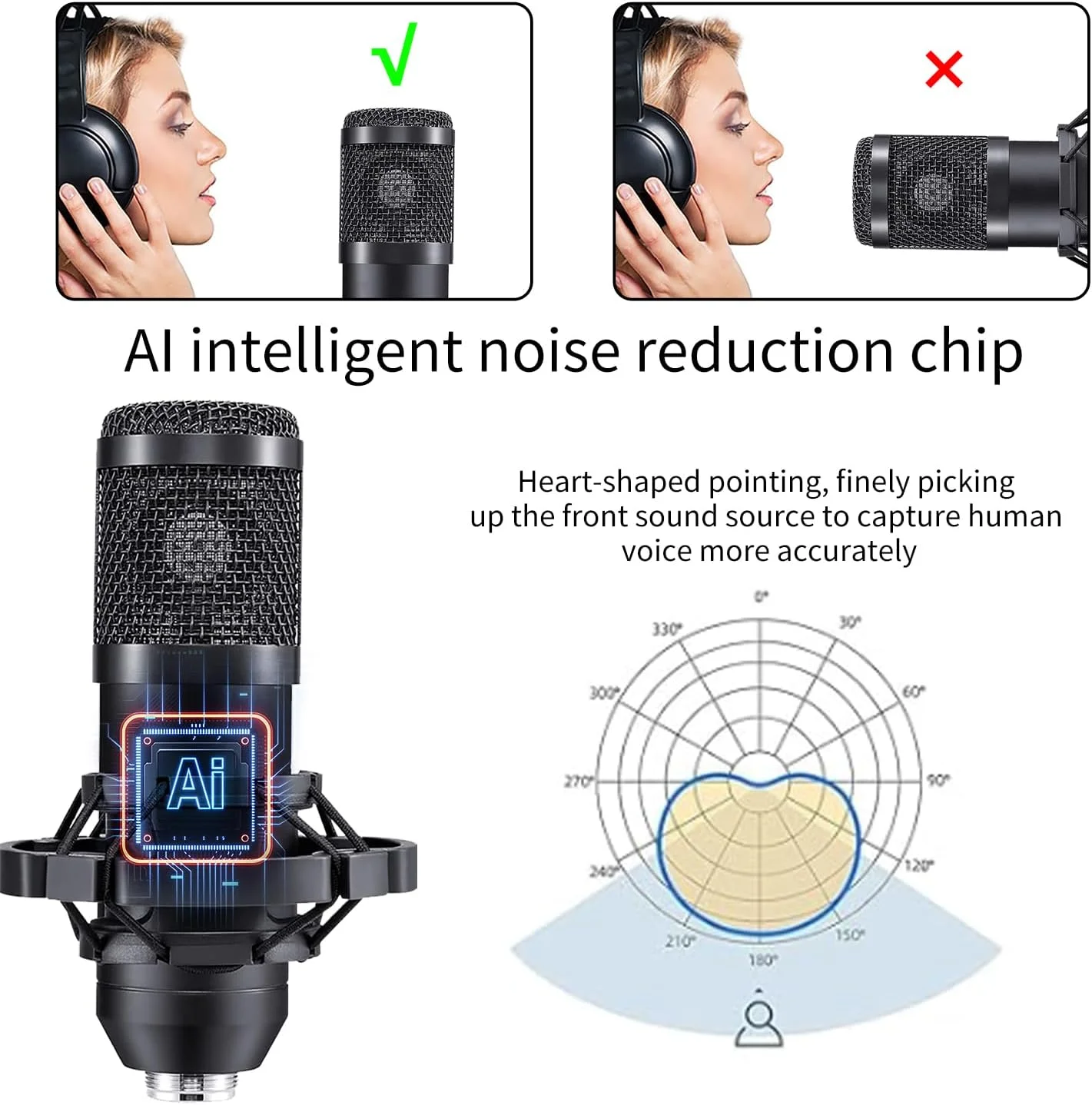 بسته تجهیزات پادکست M8 برای 2 نفر، میکسر DJ با میکروفون پادکست BM800، میکروفون استودیویی کاندنسر ایده آل برای پادکست، ضبط، آواز، TikTok Live Vlog، استریم و بازی