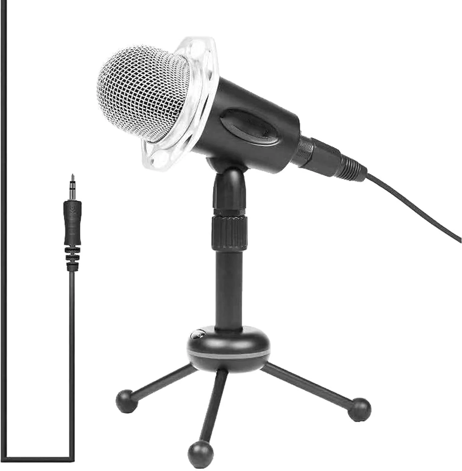 میکروفون کاندنسر سیم دار ضبط صدا، میکروفون فلزی 3.5 میلی متری با پایه رومیزی، میکروفون کامپیوتر قابل حمل برای استودیو، پخش زنده و میکروفون های وکال میکروفون کاندنسر سیم دار ضبط صدا، میکروفون فلزی 3.5 میلی متری با پایه رومیزی، میکروفون کامپیوتر قابل حمل برای استودیو، پخش زنده و میکروفون های وکال