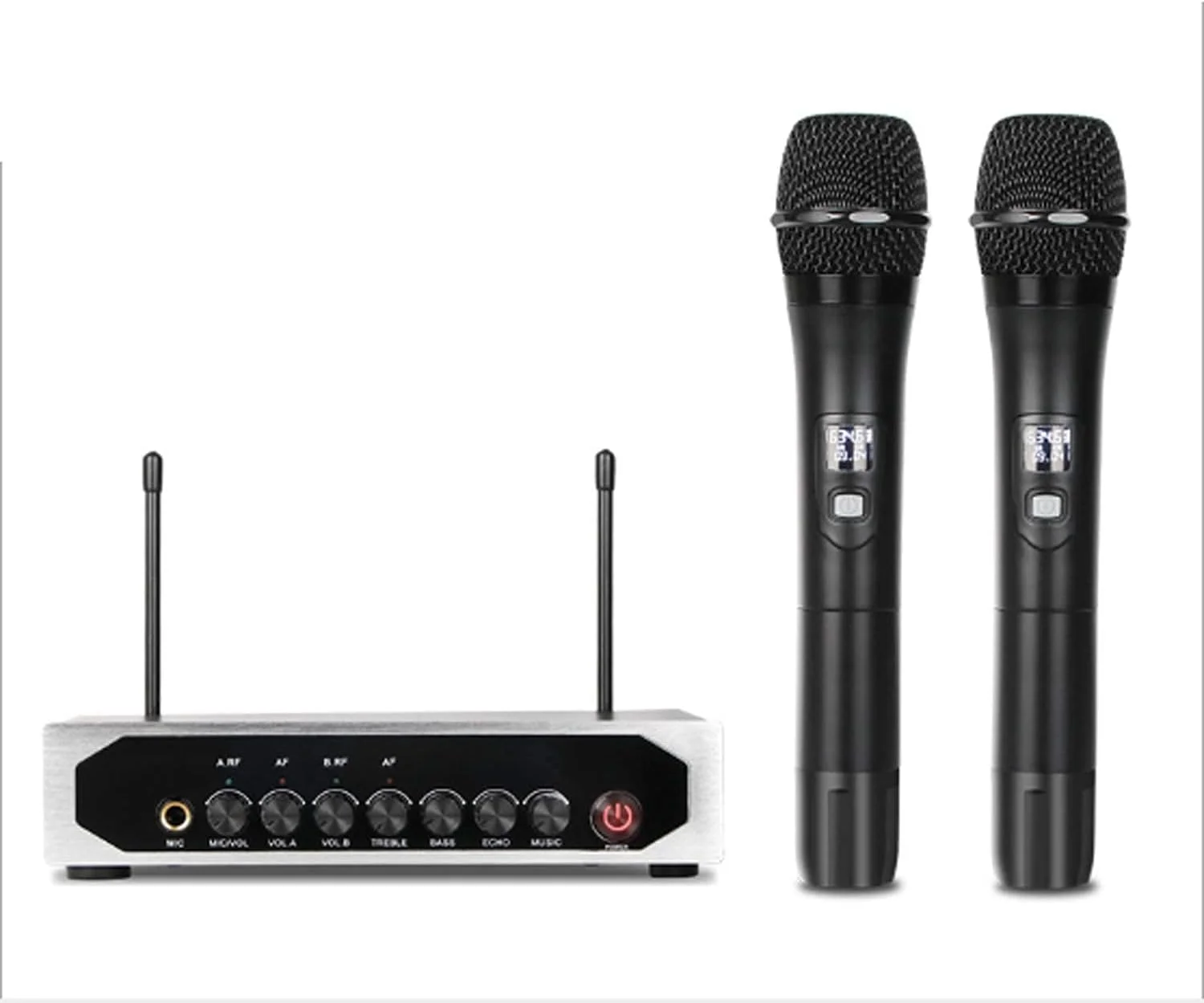 سیستم میکروفون بلوتوث بی سیم، مجموعه میکروفون کارائوکه حرفه ای با 2 میکروفون دستی و گیرنده کوچک، مجموعه KTV خانگی برای استیج و رویدادهای فضای باز