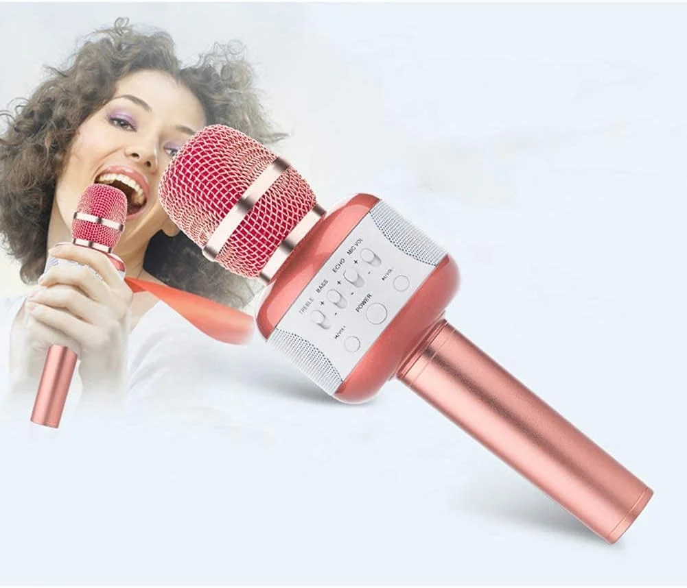 میکروفون بلوتوث بیسیم، میکروفون کارائوکه با کاربری آسان با چراغهای چشمکزن رنگارنگ USB، حذف صدای اصلی با یک کلید میکروفون بلوتوث بیسیم، میکروفون کارائوکه با کاربری آسان با چراغهای چشمکزن رنگارنگ USB، حذف صدای اصلی با یک کلید